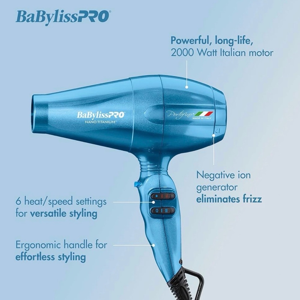 BaByliss Metallic Blue Professional Hair Dryer - Picture 2 of 7